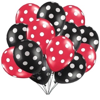 10pcs Mickey Mouse Birthday Wedding Mickey Minnie Theme Party Decoration Balloons Polka Dot Latex Balloons (Black, Red...)
