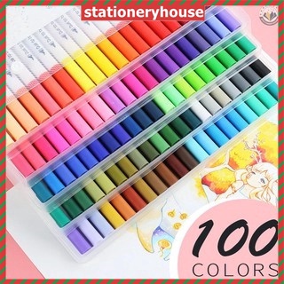 【Stock】 ✔IN STOCK 12/24/36/48/60/80/100 Colors Watercolor Brush Pen Colors Marker Pens Painting Draw