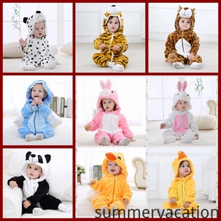 0-24m Baby Flannel Hoodied Romper One Piece Onesie Bodysuit Jumpsuit Pj Pajamas Newborn Boys and Girls Overall Costume Cute Animal Cosplay Home Wear