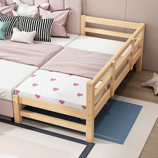 Dream of Success Solid Wood Crib Stitching Bed Belt Guardrail Single Bed Princess Small Bedside Wide