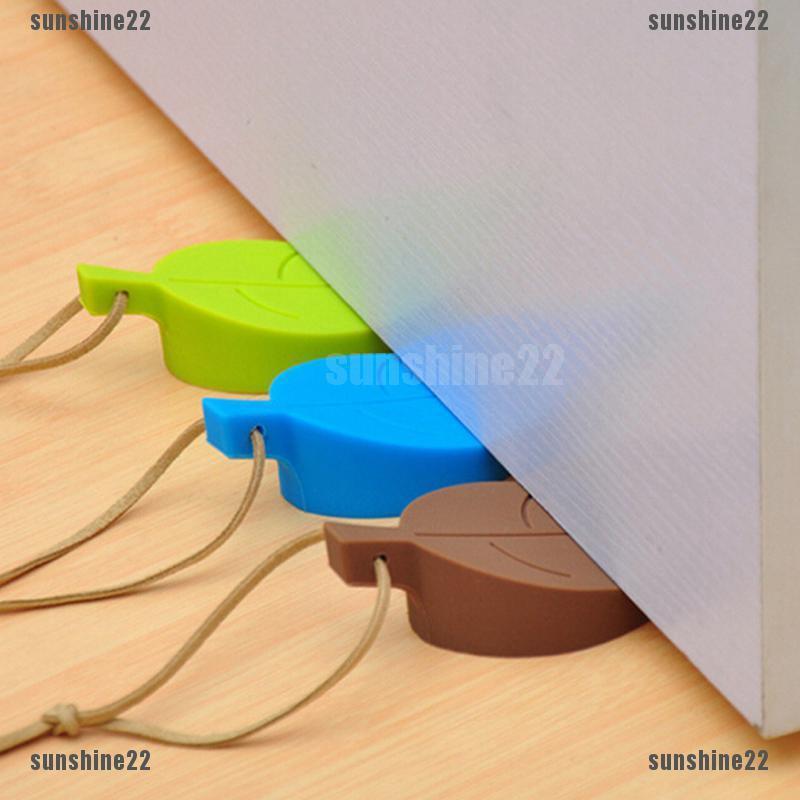 [SUN]QYPH Novelty Stopper Leaves Silicone Rubber Door Stop Wedge Protection B