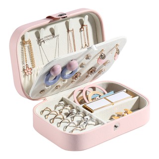 Casegrace Travel PU Leather Jewelry Box Organizer With Snap Double Layers Velvet Portable Girl Small Stud Earring Necklace Ring Jewellery Box Storage