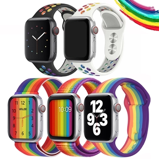 Rainbow Watch Band For Apple Watch S4 5 6 SE 40mm 44mm Strap Silicone Wristband Watch Strap Colorful
