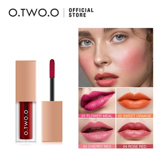 O.TWO.O 2 In 1 Lip Gloss + Liquid Blusher Double Effect Long Lasting Waterproof 4 Colors Soft Silky