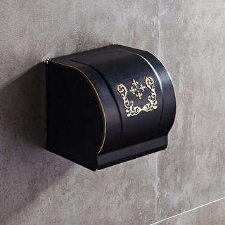 Black/White Toilet Paper Holder Wall Mounted Waterproof Roll Paper Tissue Box Brass Bathroom (4)