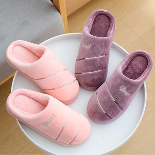 ℡☌Women Slippers Winter Warm Home Plush Shoe Couples Non-Slip Floor House Slippers Soft Indoor Shoes