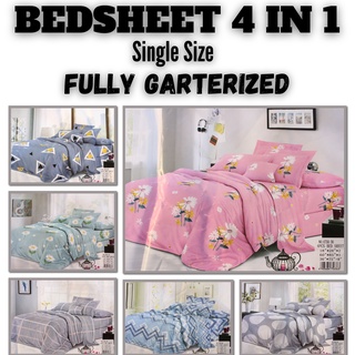 XANREA (Bedsheet SINGLE Size 4 in 1 Bed Sheet MODERN DESIGN ) GARTERIZED
