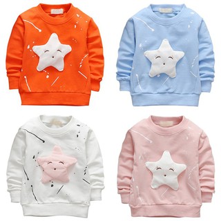 Kids Boys Girls Long Sleeve T-shirt Star Pattern Pullover (1)