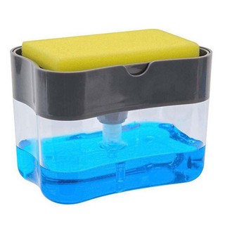 2in1 Sponge Brush Soap Pump Holder Automatic Dispenser Dishwash Double Layer Sponge Box