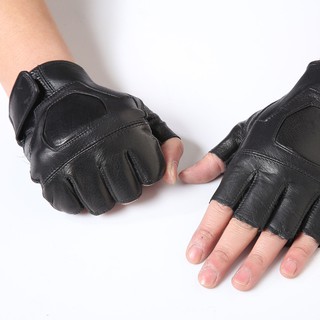 Unisex Leather Tactical Gloves Outdoor Breathable Anti-skid Half-finger Gloves
