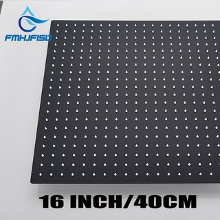 [available]16 Inch Black Square Shower Head Rainfall Shower Accessories Stainless Steel Top Bathroo