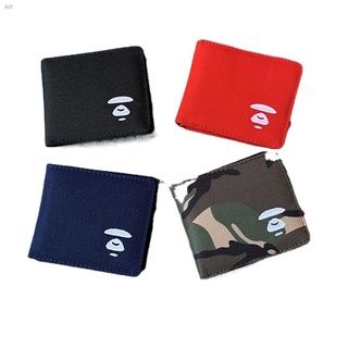 Practical✙◎Aape Short wallet unisex fashion student wallet canvas coin wallet men wallet