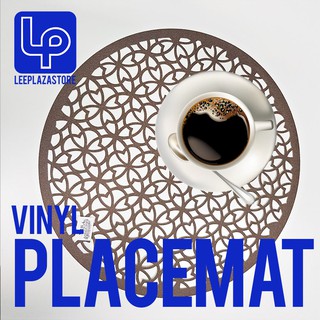 * Vinyl Round Cutout Placemat faux leather look oriental design SA