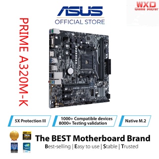 Used ASUS PRIME A320M-K AMD AM4 uATX motherboard with LED lighting, DDR4 3200MHz, 32Gb/s M.2, HDMI, SATA 6Gb/s, USB 3.0