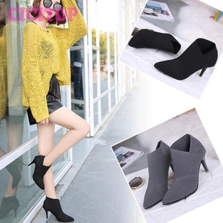 CICITOP!Ladies Suede Martin Boots High Heels Pointed Toes