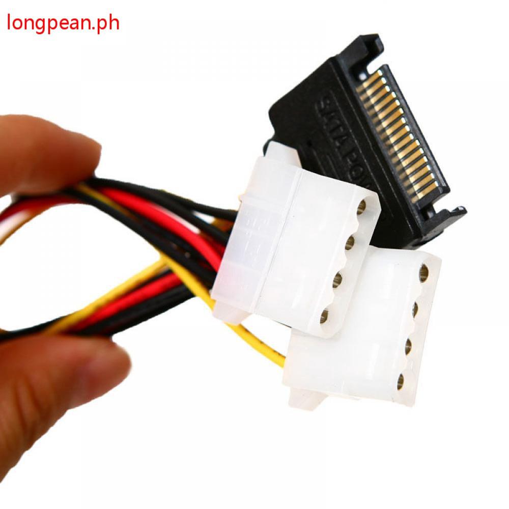 Male 4-pin IDE Dual Molex Cable SATA Adapter Power Drive
