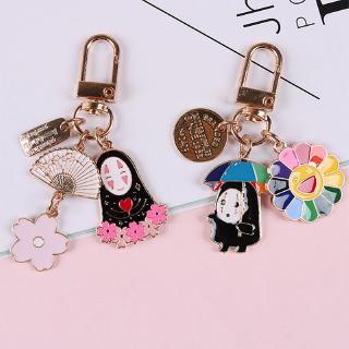 Cartoon Japan Anime Spirited Away Gold Keychain Girl Women Key Chains Ring Car Bag Pendent Charm