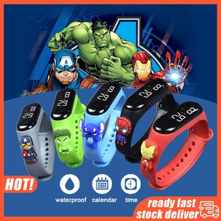 【On Sales】Watch For Kids Kids Watch LED Cartoon Fashion Electronic Watch Doll Swimming Waterproof Watch Batman Iron Man Spiderman Watches