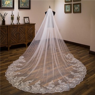 2021 new arrival veil top selling high quality All-match bridal veils 3 meter long veil (1)