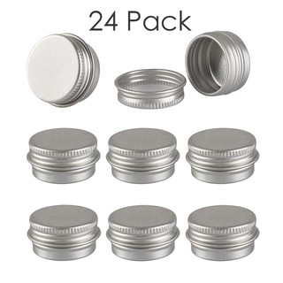 IMIROOTREE 24pcs/lot 5ML 0.17oz Small Ounce Empty Metal Steel Aluminum Jar Tins Cans Slip Slide Bot