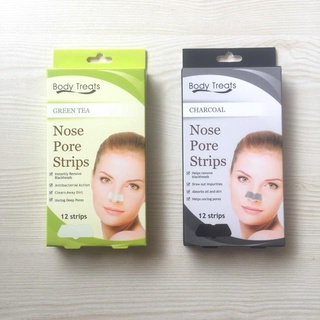 beauty✺✔Body Treats Charcoal OR Green Tea Nose pore Strips x 12s