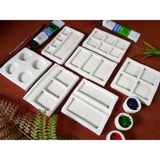 Art supplies﹍☋Watercolor / Goauche Handmade Ceramic Palette (Travel Size)