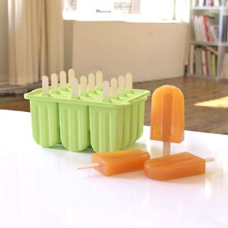 12 Cells DIY Ice Mold Frozen Ice Cream Mold Set Silicone Homemade Popsicles Freezer Yogurt Maker Lolly Mould With 50 Wood stick