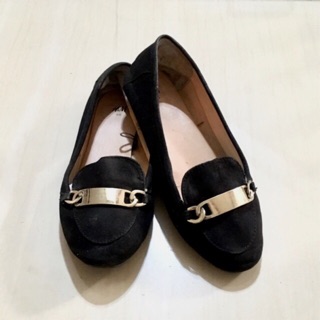 H&M black loafers with gold accent