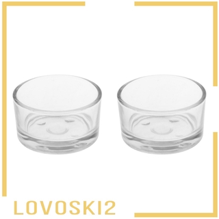 [LOVOSKI2] 2 pcs Transparent Glass Reptile Water Food Bowl Feeder Bowl Basin
