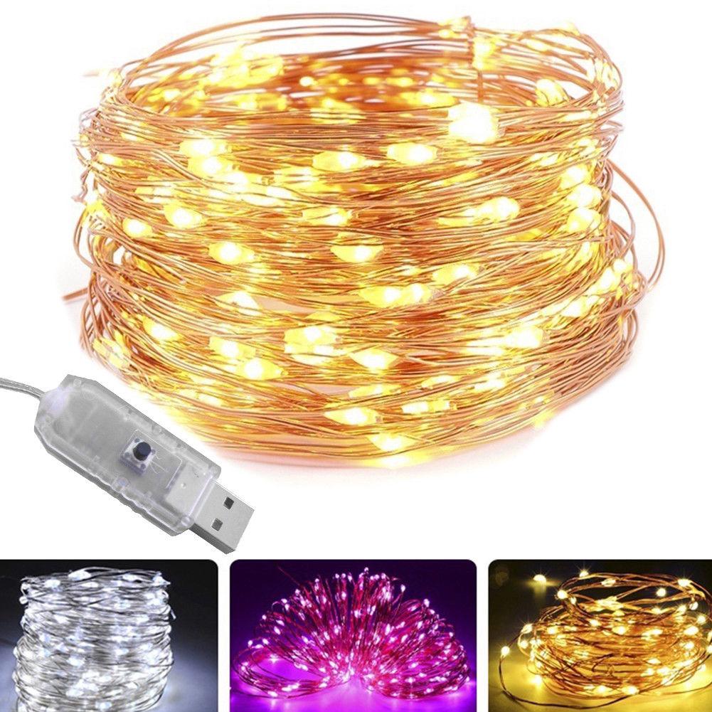 5/10M USB LED Copper Wire String Fairy Light Strip Lamp