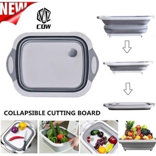 CQW Foldable Chopping Board Bowl, Drain Basket Vegetable Bowl, 3-in-1 Sink Foldable Chopping Board