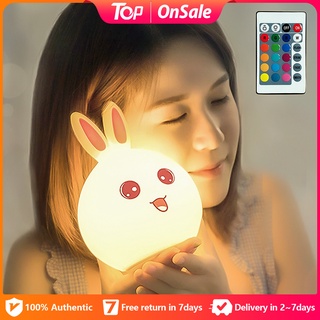 7 Color Rechargeable Remote control rabbit LED Lamp Touch Sensor Switch change colorful Night Light
