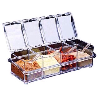 Crystal Clear Seasoning Box Acrylic Spice Rack Storage Container Condiment Jars Cruet with Cover