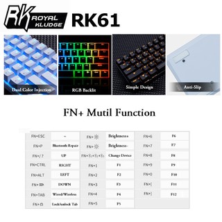 Royal Kludge RK61 / RK71 Wireless Bluetooth Three Mode Hot swappable Keyboard Mechanical RGB Gaming (4)