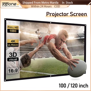 100/120 inch Wall Mounted Projector Screen Home Outdoor Office HD Foldable Projection Screen Canvas