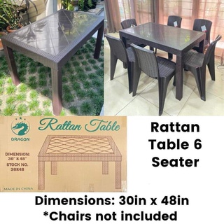 Rattan Table Brown 6-Seaters (chairs are not included)