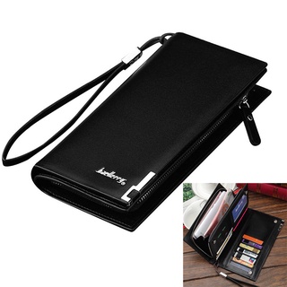 PU Leather Wallet for Men,Casual Simple Long Clutch Zip Credit Card Wallet