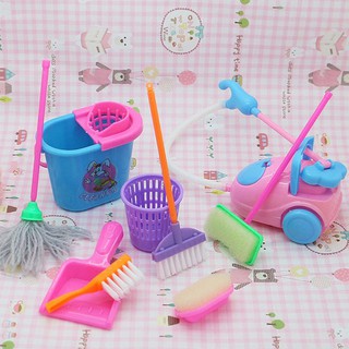 9pcs/lot House Cleaning Mop Broom Tools Pretend Play Toy Kit For Girls (1)
