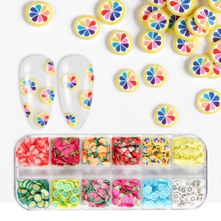 1 Boxes Fruit and Flower Shaped Nail Art Slices 3D Clay Slices,Mini Slices for DIY Crafts,Nail Art and Cellphone Decoration