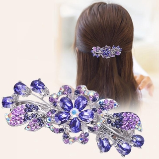 ❥Viburnum♔•Fashion Women Crystal Hairpin Spring Clip Hair Accessories Headdress Ponytail Clip Horizontal Clip