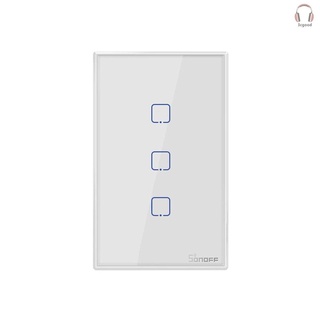 3C SONOFF T0US3C-TX 3 Gang Smart WiFi Wall Light Switch APP/Touch Control Timer US Standard Panel Smart Switch Compatible with Google Home/Nest & Alexa