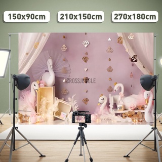 Photography Background White Swan Feather Gold Diamond Girl Birthday Party Baby