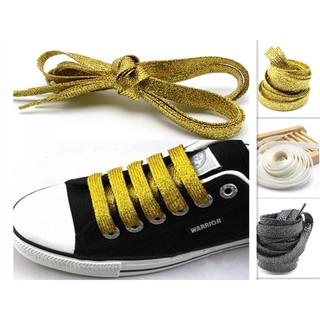Metallic Glitter Canvas Athletic Shoelaces Shoe Boots Flat (1)