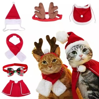 【Pety Pet】Christmas Cats Dogs Santa Costume Cat Clothes for Small Kitten Puppy Outfit Hat Deer Head Scarf Cloak Pet Clothes Accessories