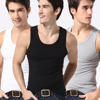 ﺴ✈Men s vest elastic tight-fitting modal solid color sports vest men s summer slim bodybuilding bott