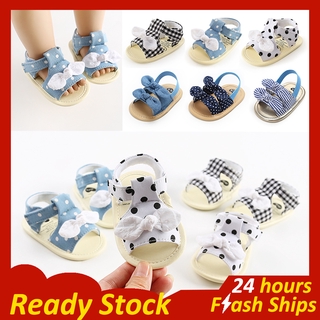 Toddler Prewalker Sandals 0-18months Anti-Slip Baby Shoes Dots Bow Knot Plaid Baby Girl Princess Sandal Shoes
