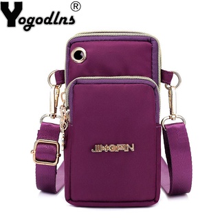 Yogodlns Waterproof Nylon Women Shoulder Zipper Bags Phone Pouch Case Belt Small Wallet Portable Purse