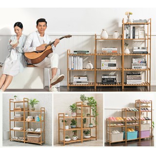 4 Layer Multi-Function Bamboo Adjustable Open Shelf Bookshelf Bathroom Kitchen Organizer Rack