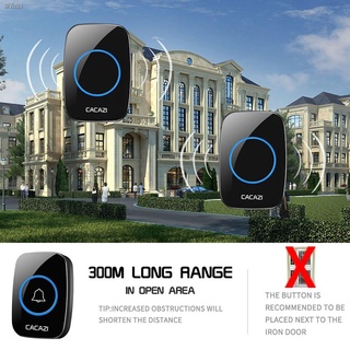 ✑CACAZI 60 Chime 0~110db Wireless Doorbell IP44 Waterproof 300M Remote US Plug smart Door Bell