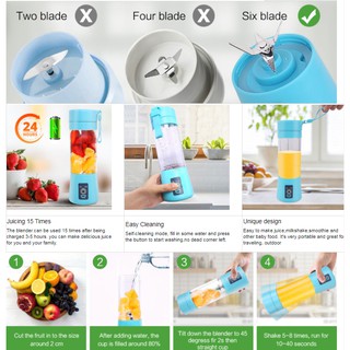Rechargeable Mini Portable Electric Juicer Blender Blender Mixers 6 Blades Juicer Machine Mixer (6)